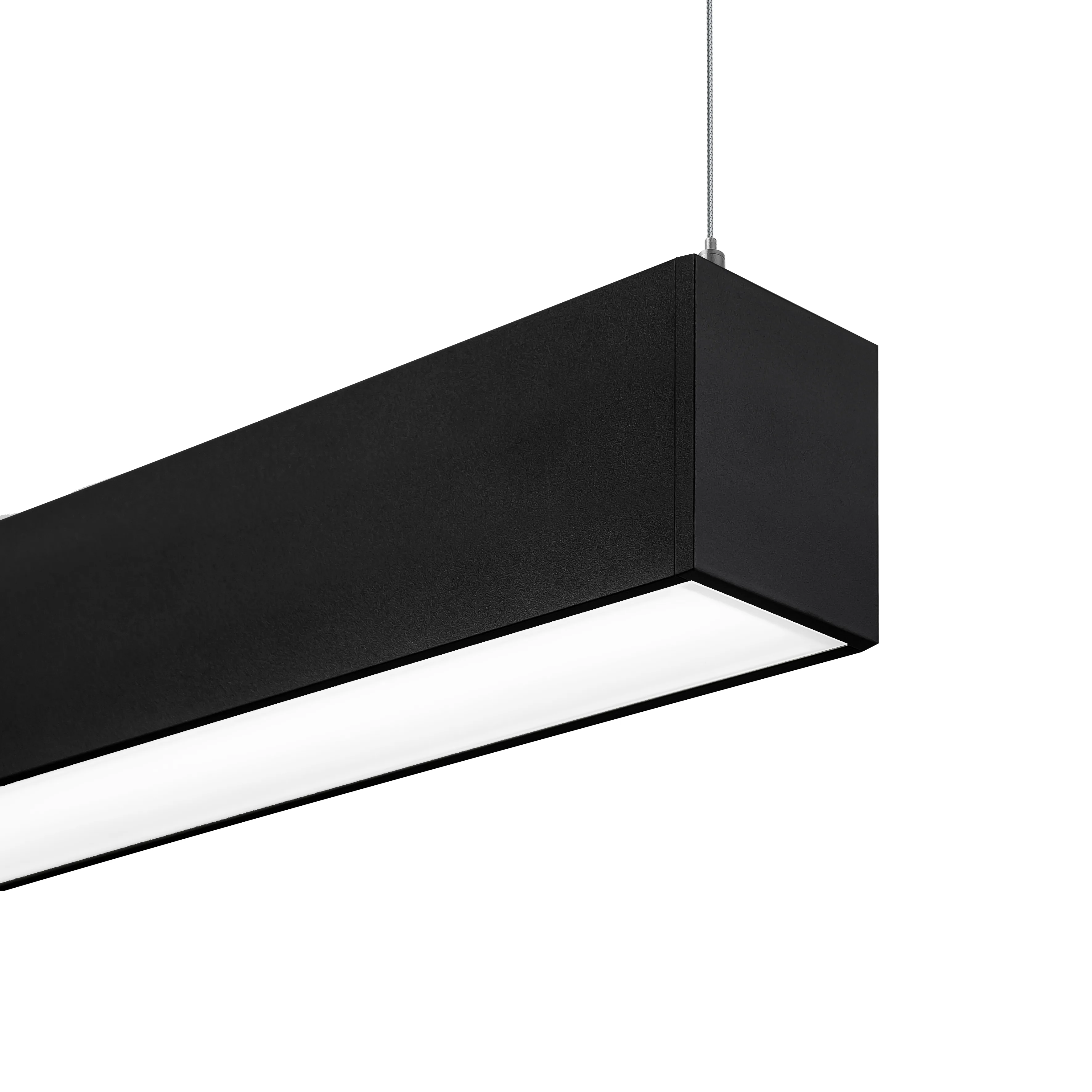 Brilliance black suspended linear luminaire close-up