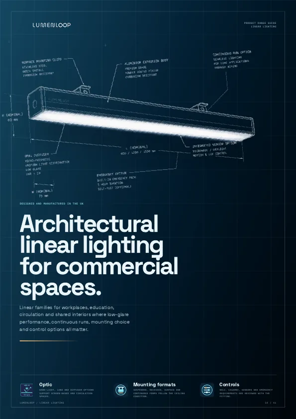 Linear lighting section preview from the Lumenloop brochure