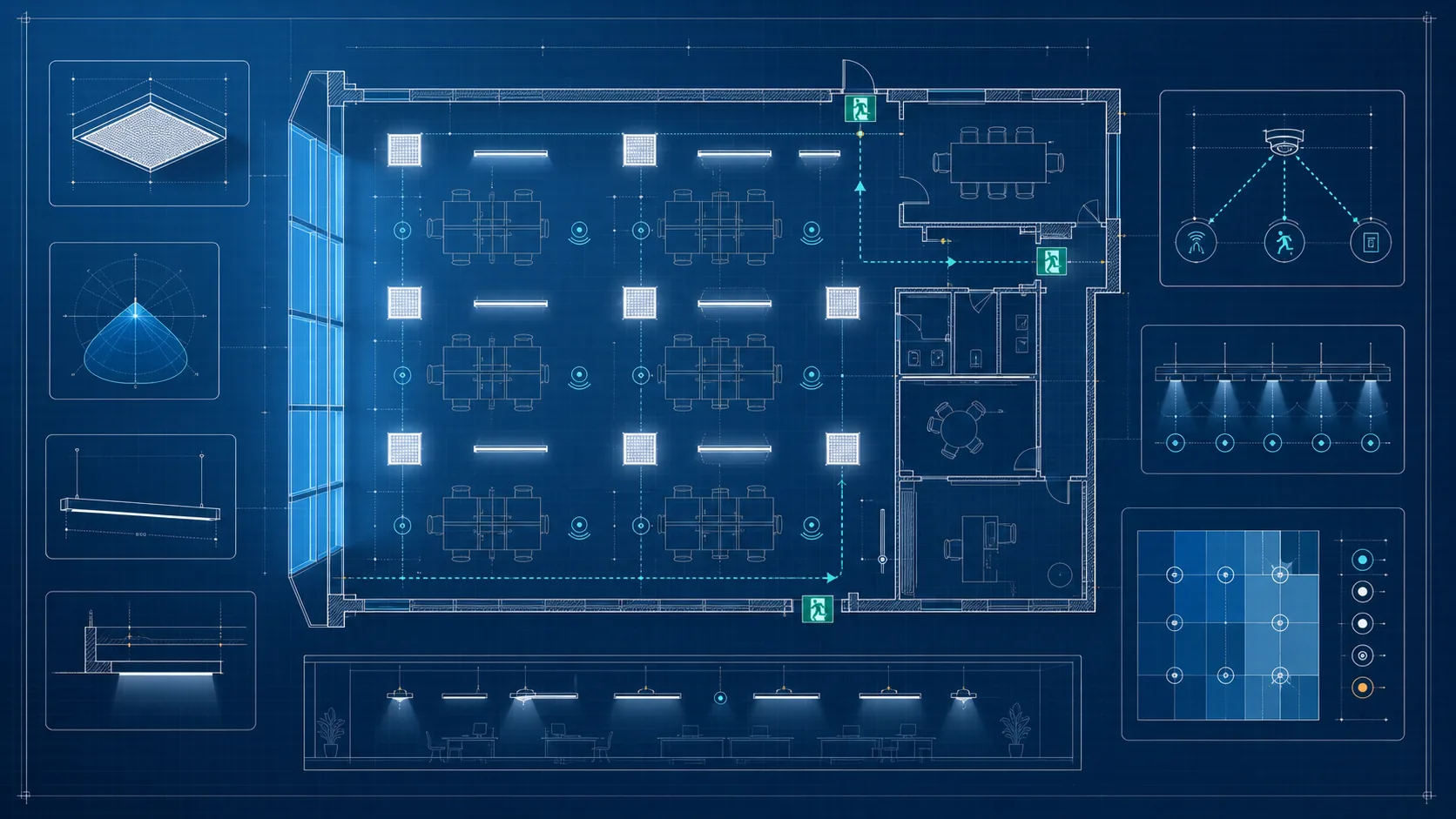 Lighting controls blueprint illustration