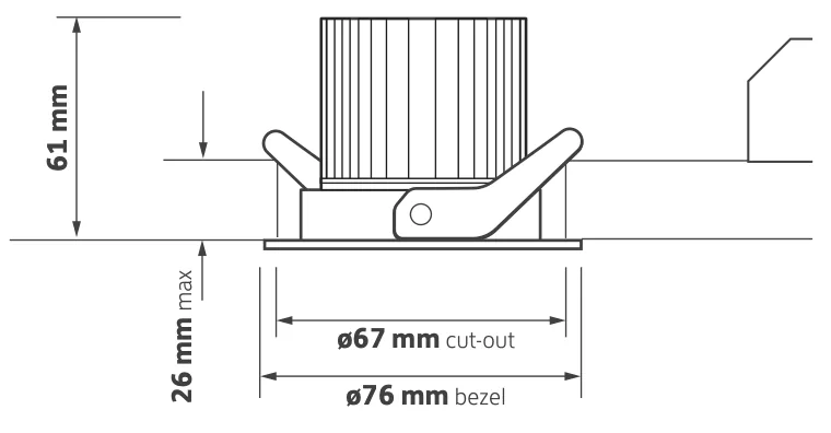 Axis miniature adjustable LED downlight supplier dimensional drawing