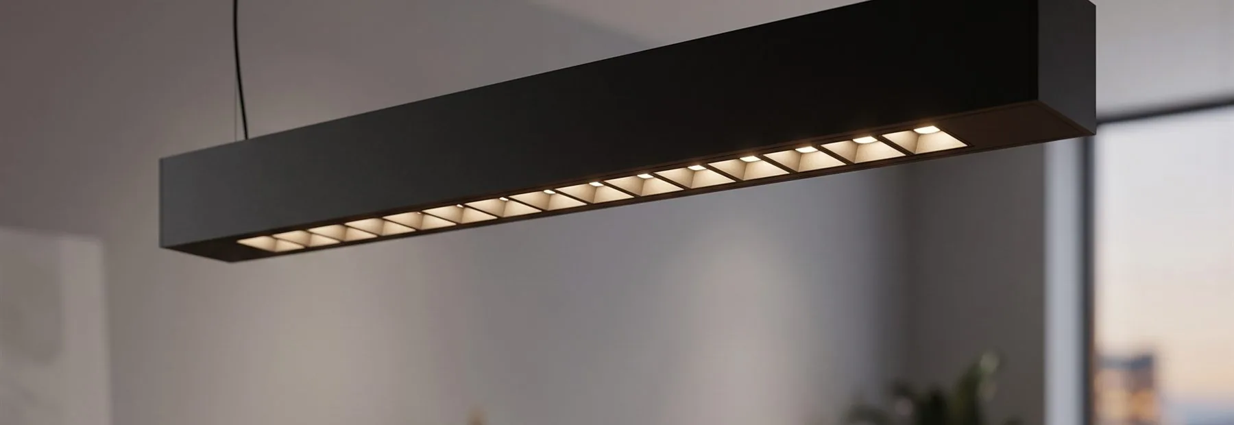 Luma linear luminaires suspended above commercial office desks