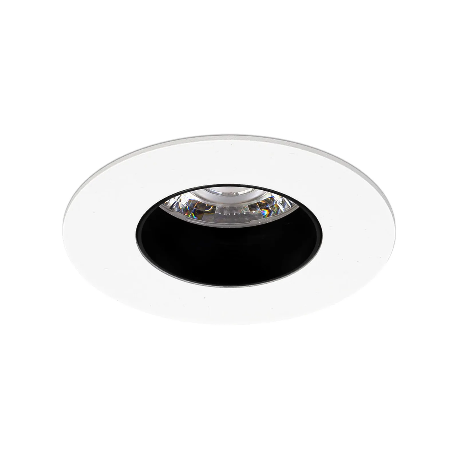 Prism miniature tilt LED downlight on a clean white background