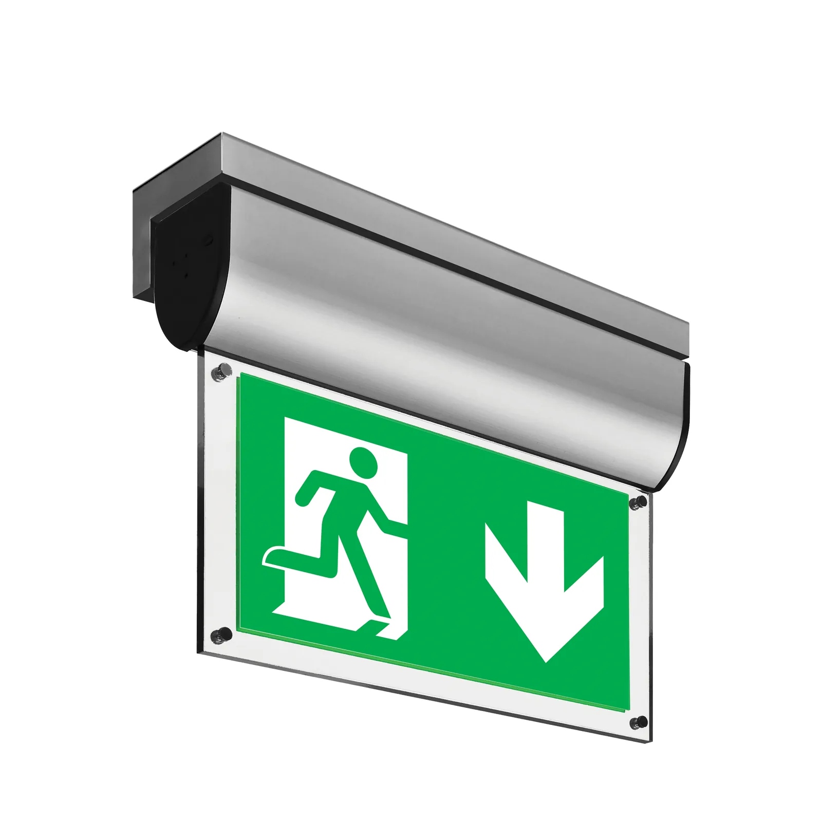 Wall-Mounted Exit Sign wall mounted LED exit sign on a clean white background