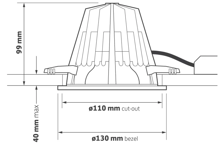 Eco technical line drawing on a white background