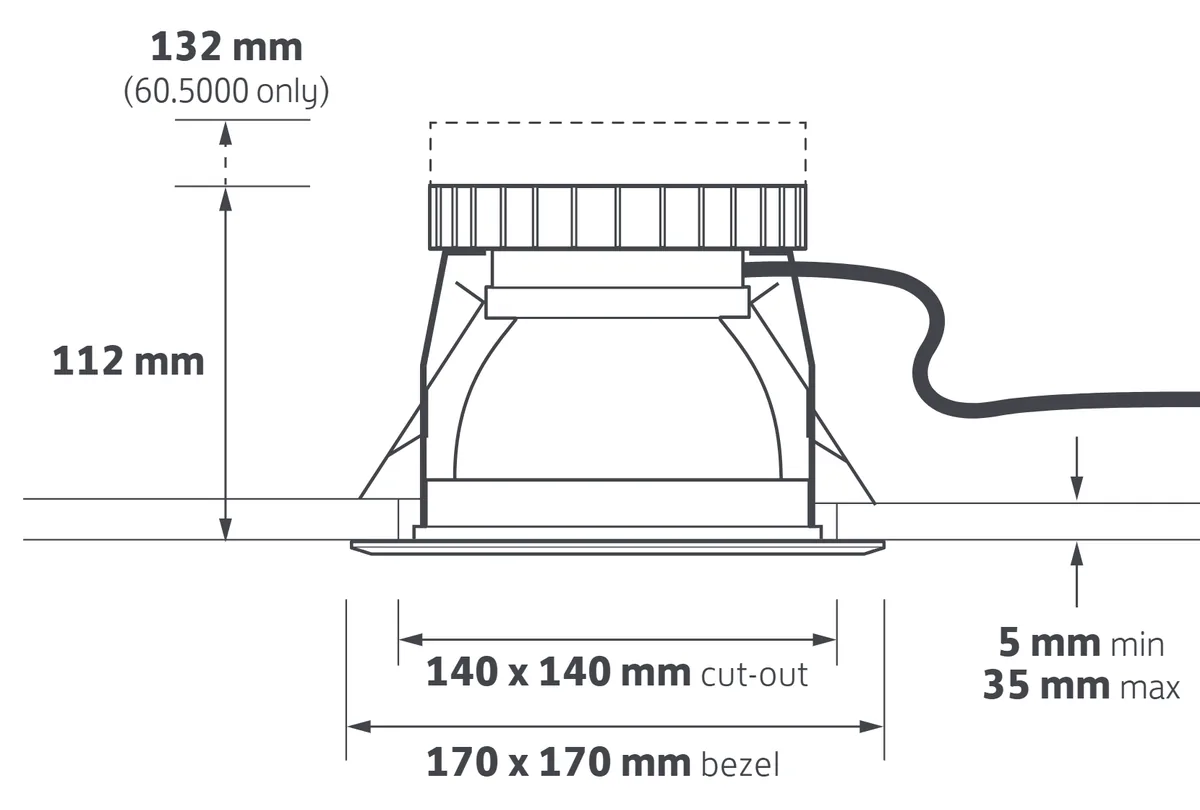 Efficace technical line drawing on a white background