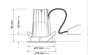 Glow technical drawing and dimensional reference